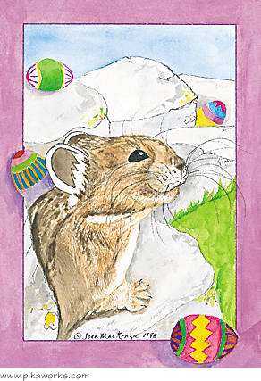 Greeting card about Easter card, Easter pika, Easter greeting card, Colorado pika, rabbit's cousin the pika, humorous Easter card, pika magnet